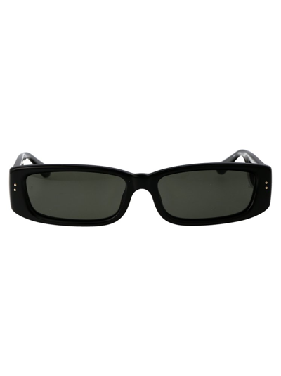 Shop Linda Farrow Talita Rectangular Frame Sunglasses In Black