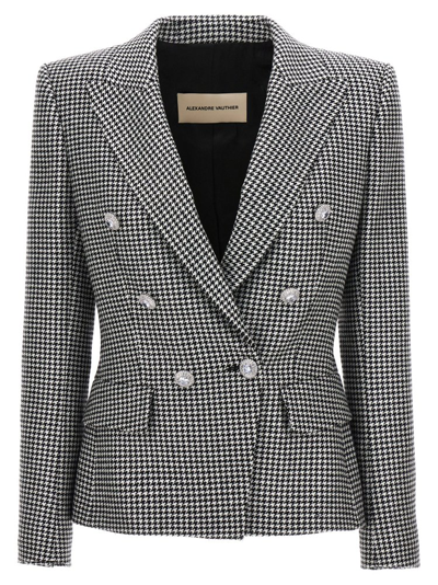 Shop Alexandre Vauthier Double Breasted Houndstooth Blazer In Multi