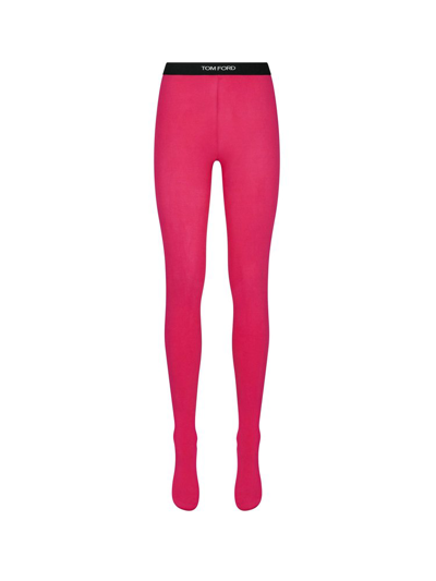 Shop Tom Ford Logo Waistband Stretch Leggings In Pink