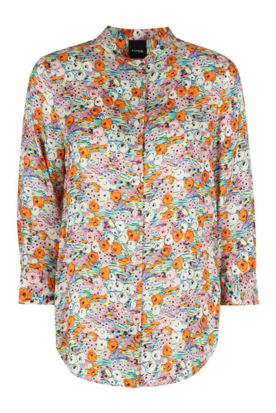 Shop Aspesi Floral Printed Buttoned Shirt In Multi
