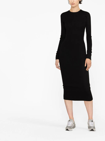 Shop Wardrobe.nyc Ribbed Long Sleeve Dress In Black