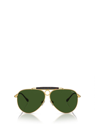 Shop Polo Ralph Lauren Eyewear Pilot Frame Sunglasses In Gold