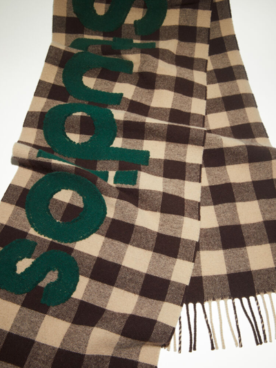 Shop Acne Studios Logo-patch Checked Wool Scarf