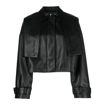 Shop Calvin Klein Leather Outerwears In Black