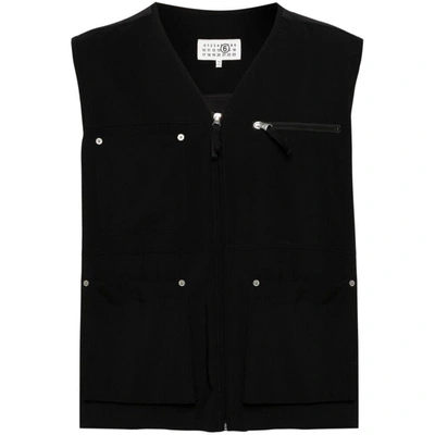 Shop Mm6 Maison Margiela Outwear Waistcoats In Black
