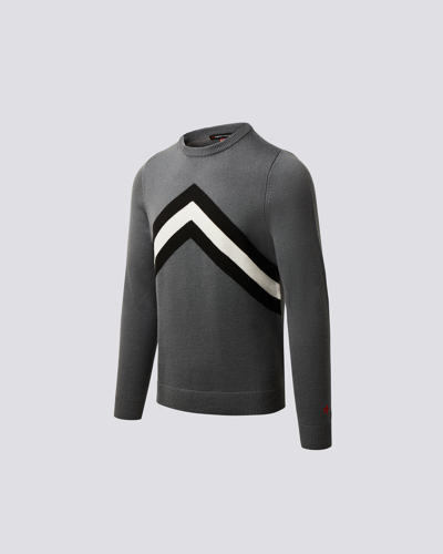Shop Perfect Moment Chevron Stripe Merino Wool Sweater In Grey