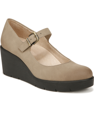 Shop Soul Naturalizer Adore Mary Jane Wedges In Mushroom Grey Faux Nubuck