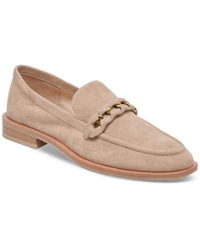 Shop Dolce Vita Women's Sallie Chain Bit Loafers In Taupe Suede
