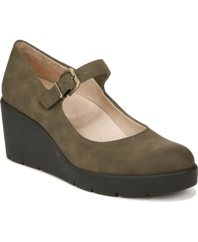 Shop Soul Naturalizer Adore Mary Jane Wedges In Green Faux Nubuck