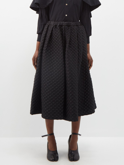 Shop Comme Des Garçons Quilted Satin Midi Skirt Black