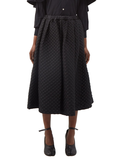 Shop Comme Des Garçons Quilted Satin Midi Skirt Black