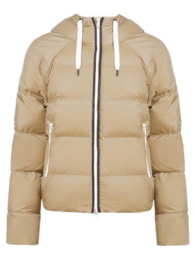Shop Brunello Cucinelli Padded Jacket With Hood Gold