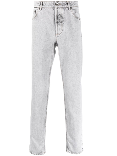 Shop Brunello Cucinelli Mid-rise Aged Denim Jeans