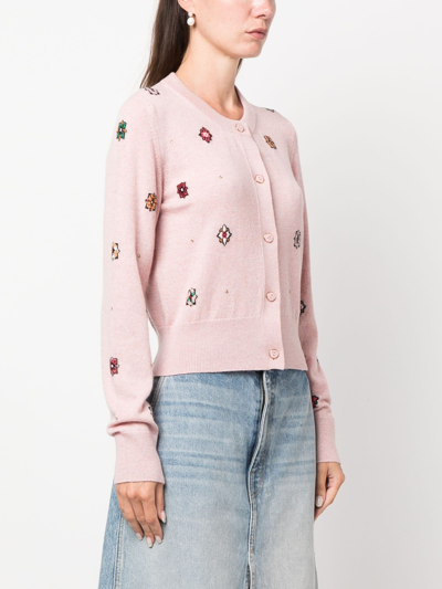 Shop Barrie Intarsia-knit Round-neck Cardigan