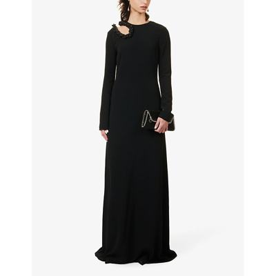 Shop Stella Mccartney Embellished Cut-out Stretch-woven Maxi Dress In Black