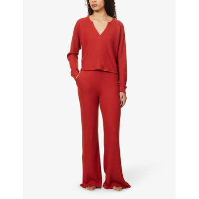 Shop Beyond Yoga Free Style High-rise Stretch-woven Jogging Bottoms In Red Sand