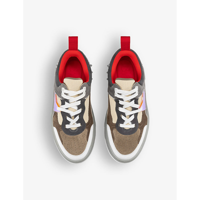 Shop Christian Louboutin Women's Saharienne Astroloubi Donna Panelled Leather And Suede Low-top Trainers