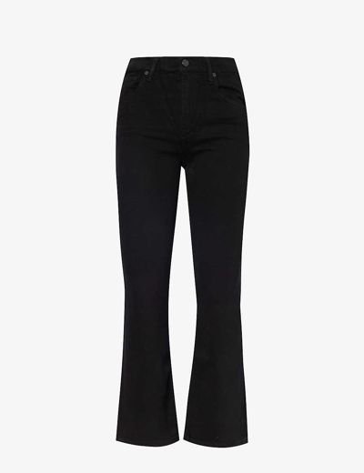 Shop Citizens Of Humanity Women's Plush Black Isola Straight-leg Mid-rise Stretch-denim-blend Jeans