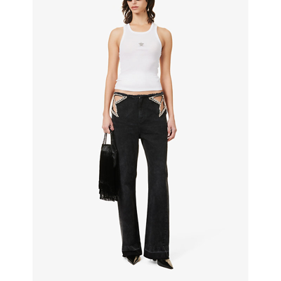 Shop Stella Mccartney Women's Black Denim Star Cut-out Mid-rise Regular-fit Denim Jeans