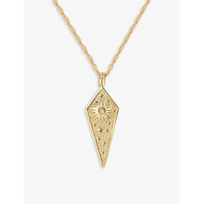 Shop Celeste Starre Womens Gold Athena 18ct Yellow Gold-plated Brass And Moonstone Pendant Necklace