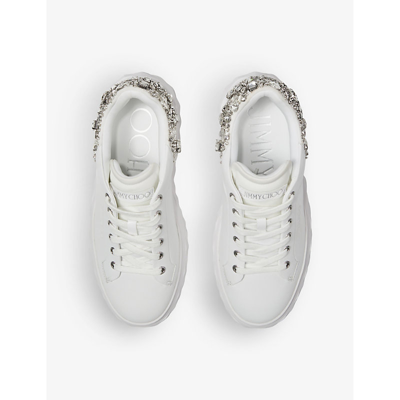 Jimmy Choo Diamond Maxi Crystal-embellished Sneakers In White