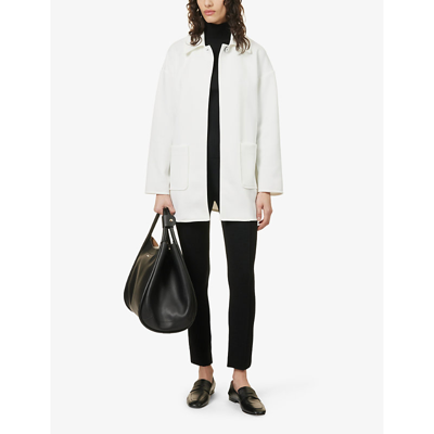 Shop Max Mara Women's White Rauche Belted Stretch-woven Coat