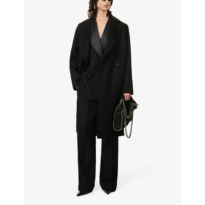 Shop Stella Mccartney Double-breasted Notch-lapel Wool Coat In Black