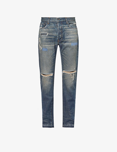 Shop Gallery Dept. Gallery Dept Men's Dark Wash Star Regular-fit Tapered-leg Jeans