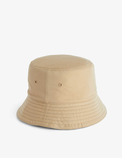 Shop Burberry Boys Honey Kids Reversible Checked Cotton Bucket Hat