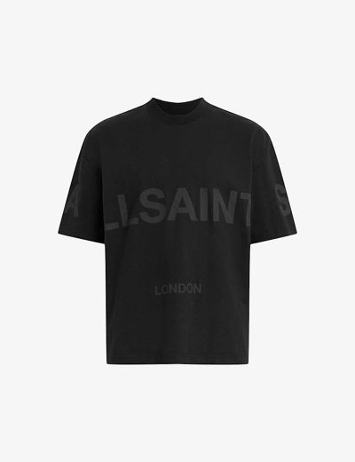 Shop Allsaints Men's Jet Black Biggy Oversized Organic-cotton T-shirt