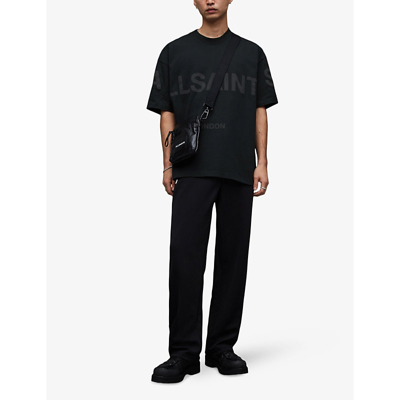 Allsaints Mens Jet Black Biggy Logo-print Relaxed-fit Organic-cotton T-shirt In Jet Black