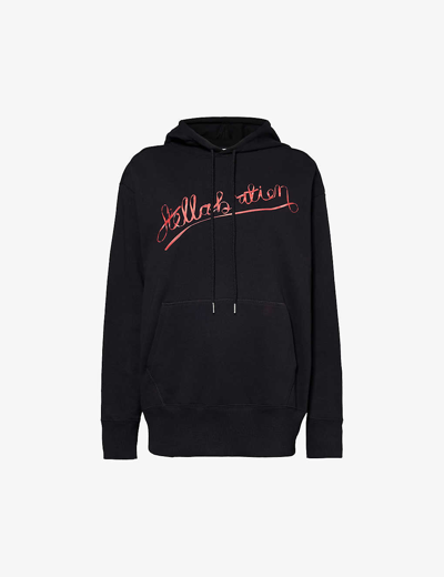Shop Stella Mccartney Women's Black Logo-print Relaxed-fit Cotton-jersey Hoody