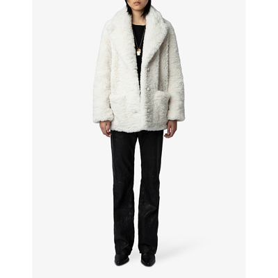 Shop Zadig & Voltaire Zadig&voltaire Womens Sugar Fleur Collared Faux-fur Coat