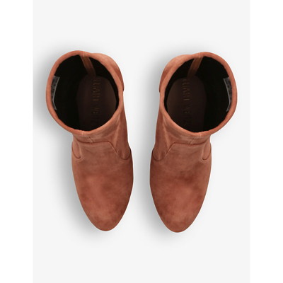 Stuart Weitzman Womens Brown Flareblock 85 Suede Sock Boots In Brown