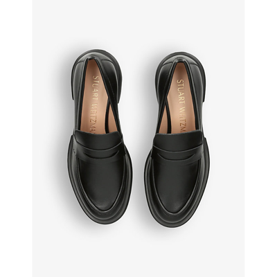 Shop Stuart Weitzman Women's Black Soho Lug-sole Leather Loafer