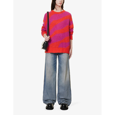 Shop Mother Women's Now You See Me The Biggie Striped-pattern Wool-blend Jumper