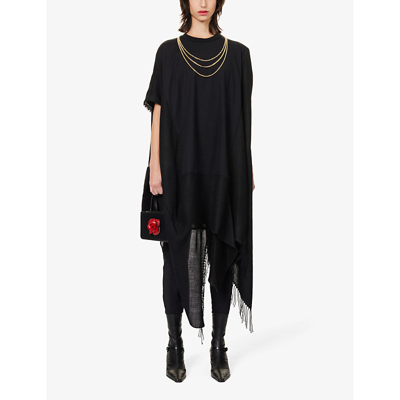 Shop Junya Watanabe Womens Black Necklace-embellished Relaxed-fit Cotton Top