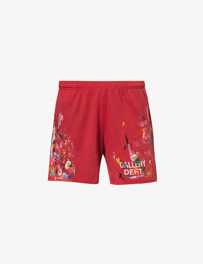 Shop Gallery Dept. Gallery Dept Mens Red Insomnia Graphic-print Cotton-jersey Shorts