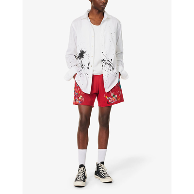 Shop Gallery Dept. Gallery Dept Mens Red Insomnia Graphic-print Cotton-jersey Shorts