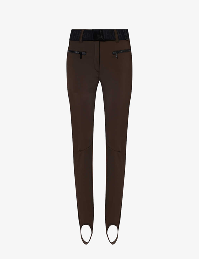 Shop Goldbergh Women's 2060 Dark Brown Paris Slim-fit Tapered-leg Mid-rise Stretch-woven Trousers