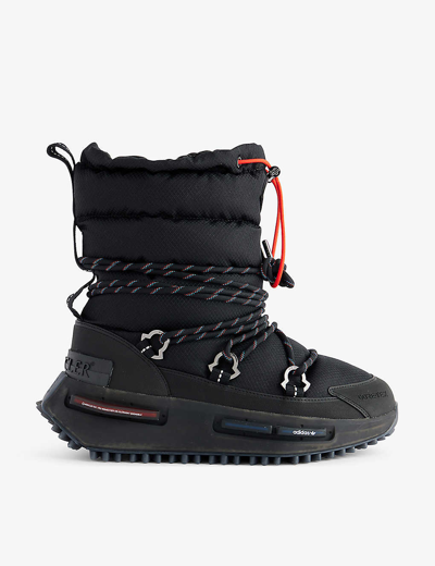 Shop Moncler Genius Womens Black X Adidas Nmd Mid-calf Woven Boots