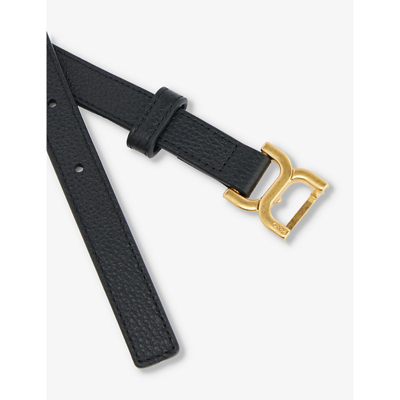 Shop Chloé Chloe Women's Black Marcie Brand-engraved Leather Belt