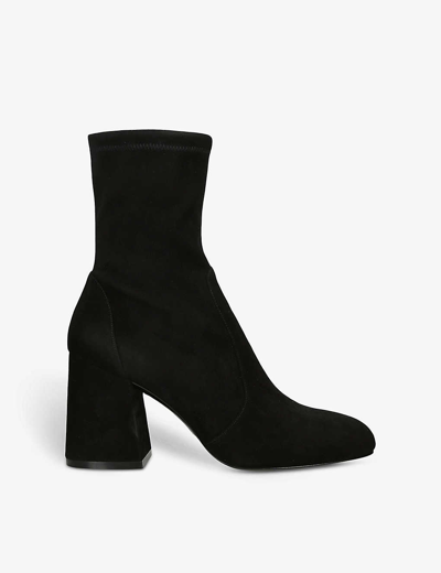 Shop Stuart Weitzman Women's Black Flareblock 85 Suede Sock Boots