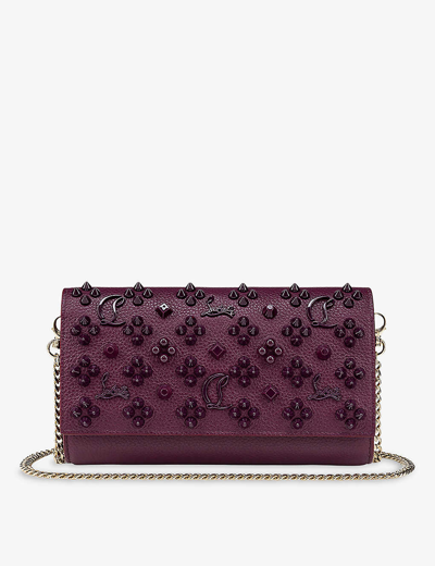Shop Christian Louboutin Paloma Leather Wallet-on-chain In Merlot