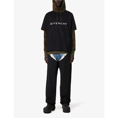 Shop Givenchy Men's Black Graphic-print Boxy-fit Cotton-jersey T-shirt