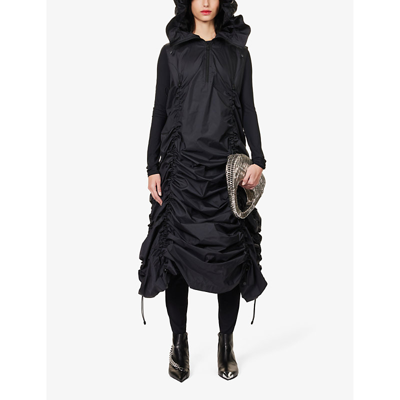 Shop Junya Watanabe Ruffled Hooded In Black