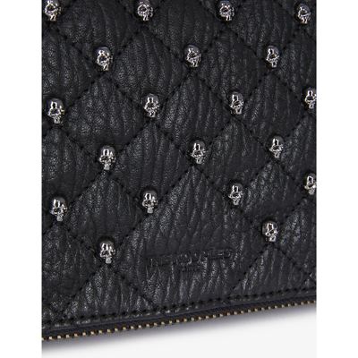 The Kooples Womens Black Skull-embellished Quilted Leather Clutch Bag In Black