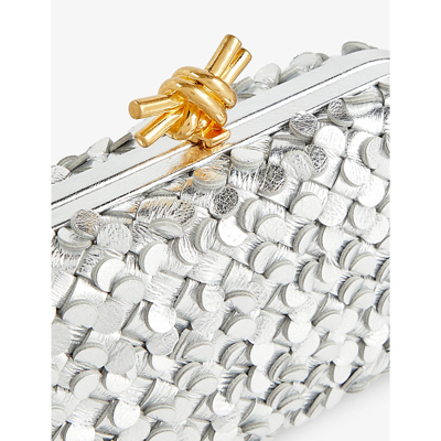 Shop Bottega Veneta Women's Silver/silver-gold Knot Mini Leather Clutch Bag