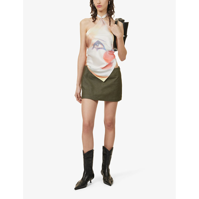 Shop Cowboys Of Habit Clowning Around Graphic-print Silk Top In Multi