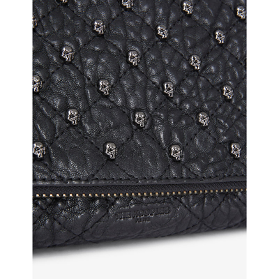 Shop The Kooples Womens Black Skull-embellished Quilted Small Leather Clutch Bag 1 Size